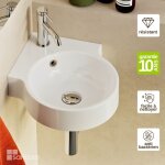 Lave main d'angle � suspendre saga min�ral composite blanc brillant 3838h12, 2cm - lavaberg