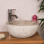 Wanda collection ? vasque � poser en marbre gris stromboli ? diam�tre 35 cm ? hauteur 15 cm ? finition ...