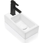 Horow - lave mains rectangle design blanc - mini lavabo de comptoir et lavabo suspendu - trou de robinetterie ...