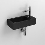 Lave main rectangulaire droite - cramique noire - 45x25 cm - studio