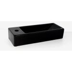 Lave main rectangulaire gauche cramique noire - 38x15 cm - minimalist