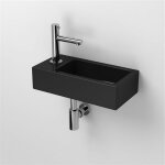 Lave main rectangulaire gauche - cramique noire - 45x25 cm - studio