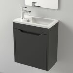 Sanitaire ? lave - mains � poser gris brillant ? structure mdf 18 mm ? vasque r�versible en r�sine ? ...