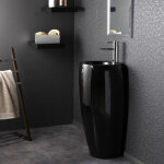 Lave main totem rond - cramique noir - 39x85 cm - ove