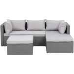 Concept - usine - salon de jardin en rsine tresse 4 places gris / gris clair lecci