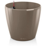 Lechuza - pot de fleur classico premium 60 - kit complet, taupe brillant