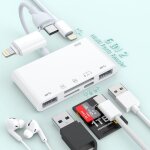 Lecteur de carte sd pour iphone ipad, adaptateur lightning vers usb 8 en 1 avec carte sd / tf, adaptateur ...