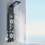 Led colonne de douche hydromassantes noir systme de panneau de douche douche pluie plusieurs sorties ...