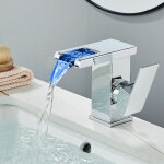 Zamery - led mitigeur de lavabo cascade mlangeur monocommande robinet de salle bain chrom