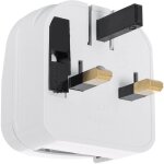 Adaptateur prise type e tête large avec câble droit à prise type g (uk) blanc Adaptateur prise type e tête large avec câble droit à prise type g (uk) blanc
