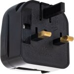 Adaptateur prise type e t�te large avec c�ble droit � prise type g (uk) noir