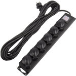 Bloc multiprise 6 prises type f schuko eu ip44 10m noir