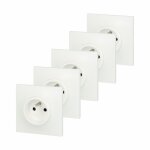 Lot de 5 prises avec terre neptune, blanc - legrand
