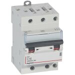 Disjoncteur dx4500 6ka borne  vis tripolaire 400v 16a courbe c 3 modules legrand 406892