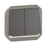 Commande double interrupteur ou poussoir lumineux plexo composable anthracite legrand 069806l