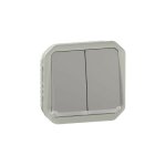 Commande double interrupteur ou poussoir lumineux plexo composable gris (069526l) Commande double interrupteur ou poussoir lumineux plexo composable gris (069526l)