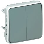 Double interrupteur ou va - et - vient plexo composable ip55 10ax 250v gris (069525)