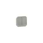 Commande double interrupteur ou poussoir lumineux plexo composable gris (069526l)