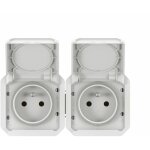 Double prise de courant précâblée 2x2p + t horizontale étanche plexo 16a 250v ip55 2 postes avec enjoliveurs ... Double prise de courant précâblée 2x2p + t horizontale étanche plexo 16a 250v ip55 2 postes avec enjoliveurs ...