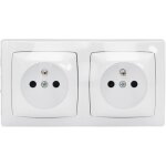 Double prise de courant avec terre pr�c�bl�e appareillage saillie - blanc - legrand