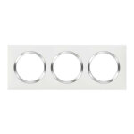 Plaque carr�e dooxie 3 postes blanc avec bague chrome