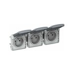 Plexo triple prise de courant tanche 2p + t prcbles  l'horizontale plexo composable ip55 16a 250v ...