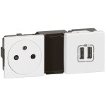 Legrand - prise 2p + t 16a + chargeur 2 usb type - a pr�cablee 5 modules - mosaic - blanc