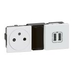 Legrand - prise de courant 2p + t surface + chargeur 2 usb type - a mosaic 2x2 modules blanc 077595