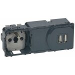 Prise de courant et chargeur double usb céliane précâblées 250v legrand 067106 Prise de courant et chargeur double usb céliane précâblées 250v legrand 067106