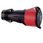Prise droite femelle 63 amp�res 3p + t ip44 rouge legrand hypra 53893