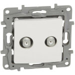Prise tv double pour r�seaux c�bl�s nilo� type 'f' � visser pur legrand 664766