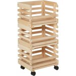 Altobuy - legumes - lot 3 cageots empilables pin massif sur roulettes