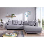 Bobochic - lena - canapé d'angle droit convertible - 5 places - gris clair - style scandinave Bobochic - lena - canapé d'angle droit convertible - 5 places - gris clair - style scandinave