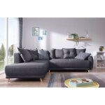 Bobochic - lena - canap� d'angle gauche convertible - 5 places - gris fonc� - style scandinave