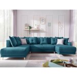 Bestmobilier - lena - canap d'angle panoramique convertible - avec coffre - 7 places - gauche