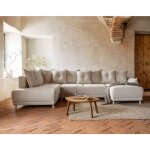 Bestmobilier - lena - canap panoramique d'angle gauche 7 places - convertible avec coffre - en velours ...