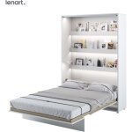 Bim furniture ? lit escamotable 140x200 vertical blanc brillant ? m�canisme pneumatique ? cadre m�tal ...