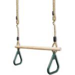 Leogreen - trap�ze en bois, balanoire avec anneaux de gymnastique, vert, 200 cm, mat�riau: plastique ...