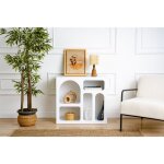 Cotecosy - console blanche simple, 80x74x35 cm, pour entrée ou salon Épuré Cotecosy - console blanche simple, 80x74x35 cm, pour entrée ou salon Épuré