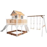 Liam maison enfant avec bac � sable, 2 balan�oires & toboggan blanc aire de jeux pour l'ext�rieur en ...