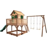 Liam maison enfant avec bac  sable, balanoire 2 agrs & toboggan vert aire de jeux pour l'extrieur ...