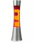 Licht - erlebnisse - lampe  lave au design rtro gris mtallis avec liquide orange et cire rouge h:39 ...