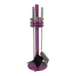 Lienbacher - serviteur de chemine 3 pices violet avec accessoires inox