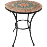 Lif - table ronde alice en me'tal a' de'cor de mosaique en forme de pierre 60x70 cm pour jardin