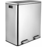 Liferun - double poubelle compartiment 2 x 30l, avec 15 sacs poubelles, poudales en metal, fermeture ...