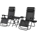 Liferun - ensemble de chaises longues pliante avec table d'appoint, fauteuil relax jardin ergonomique ...
