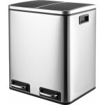 Liferun poubelle  double compartiment, 2x 15l poubelle de cuisine tri selectif en mtal, avec pdale, ...