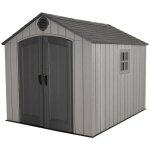 Lifetime - abri habrita ap2430bo rsine pehd imitation bois grnad volume de 7, 44m2 avec plancher toit ...
