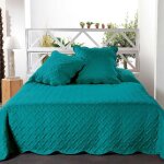 Linder - boutis contemporain bleu canard - 250x260cm - bleu canard