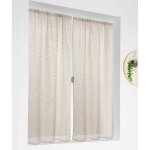 Paire de petits voilages poly - lin - coton � fines rayures bleu 55x120 cm